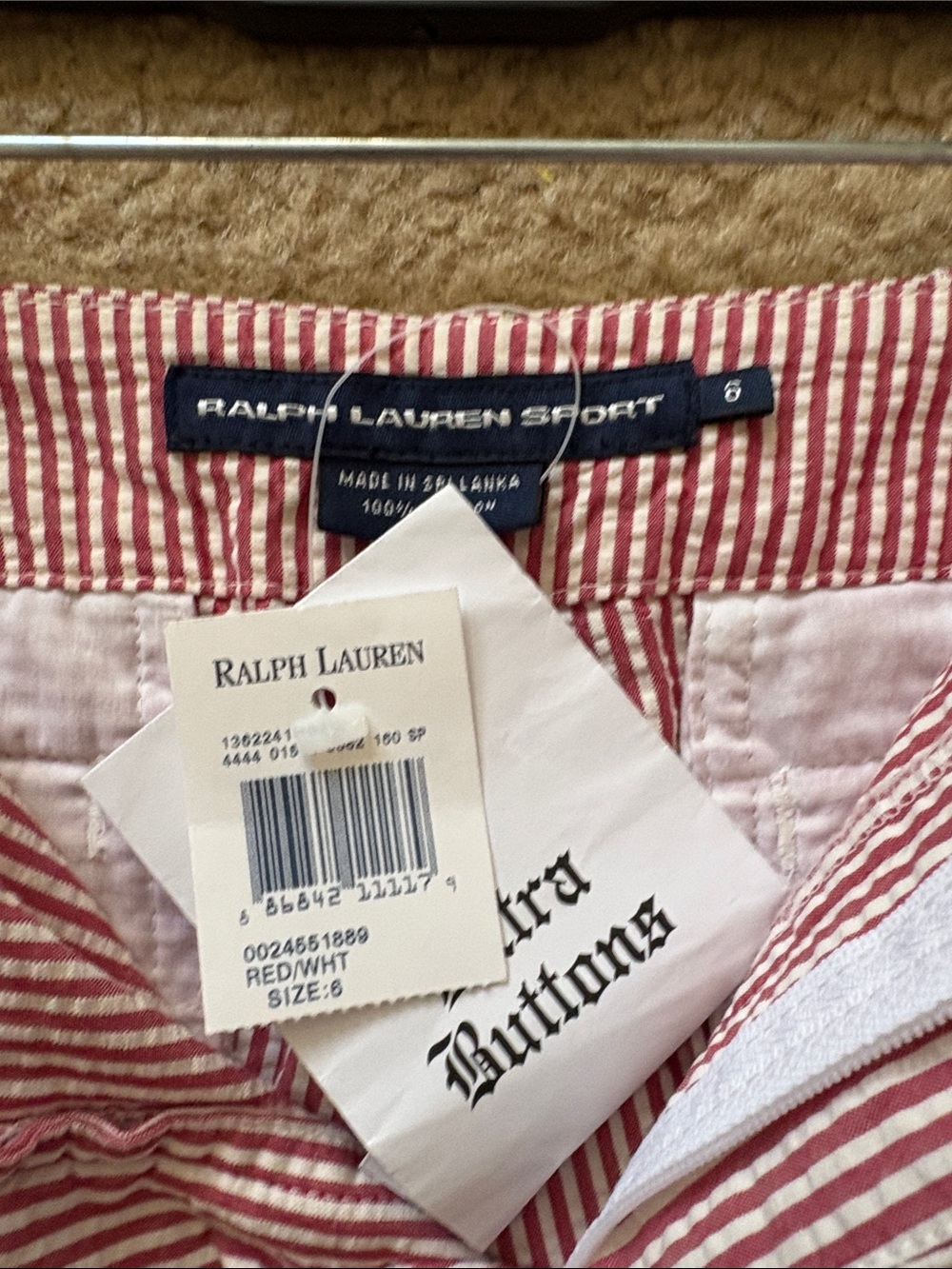 Ralph Lauren Red and White Striped Jean Shorts - Picture 3 of 3